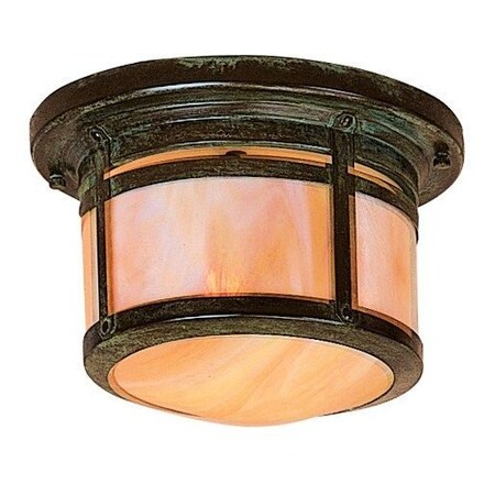 Arroyo Craftsman 8" Berkeley Flush Ceiling Mount, Slate, Tan Glass BCM-8TN-S